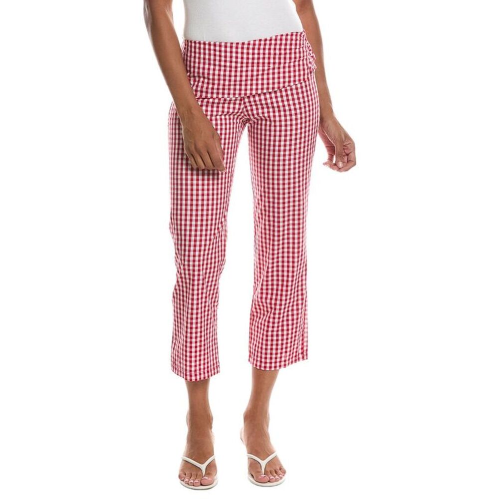 Estellina Womens  Check Crop Pant, Red